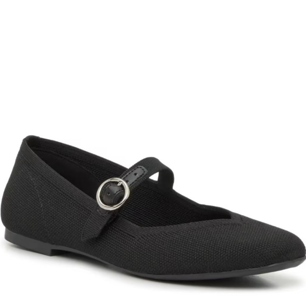 Kelly & Katie Vintage Black Knit Mary Jane Flats Buckle Strap Women's Size 6